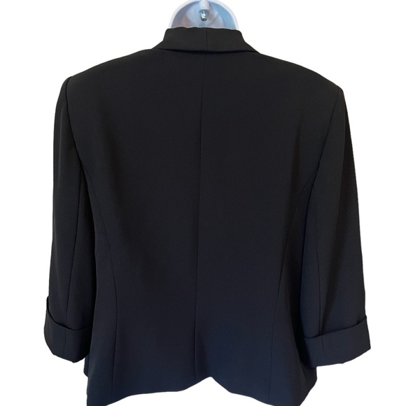 Jones Studio Separates Black Lined Jacket, Shld Pads, Open Front Lapel, Size 12. - Picture 7 of 11